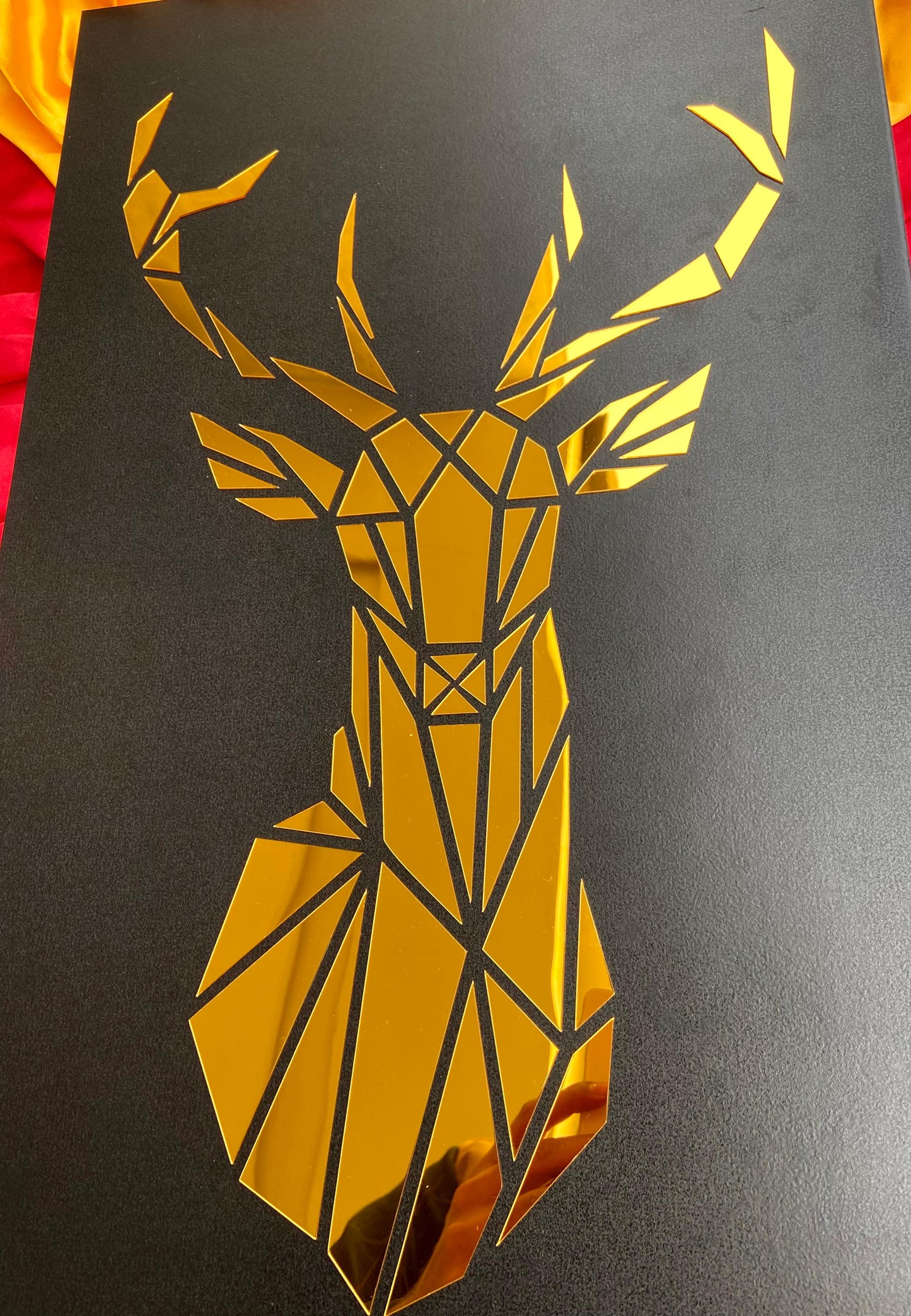 Geometric Deer Face Mirror Gold Art