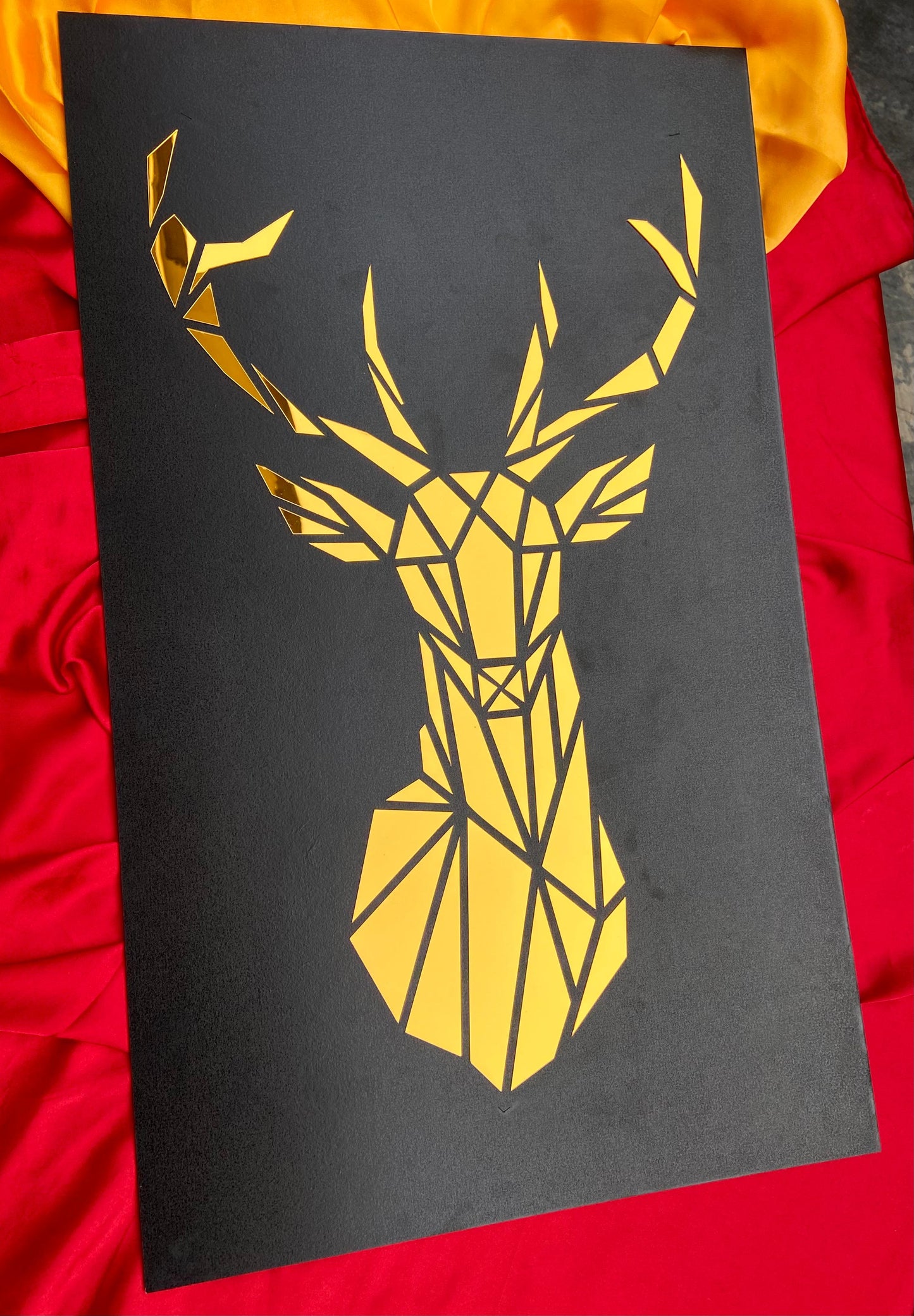 Geometric Deer Face Mirror Gold Art